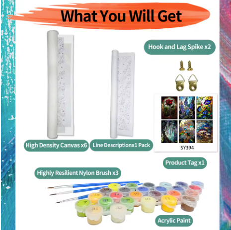 6 Delig - Glas in Lood - 6 x 15x20cm