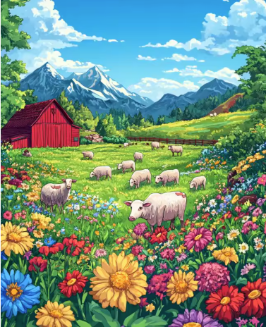 Landschap - Stal met Schapen