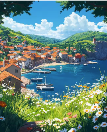 Landschap - Haven met Dorpje