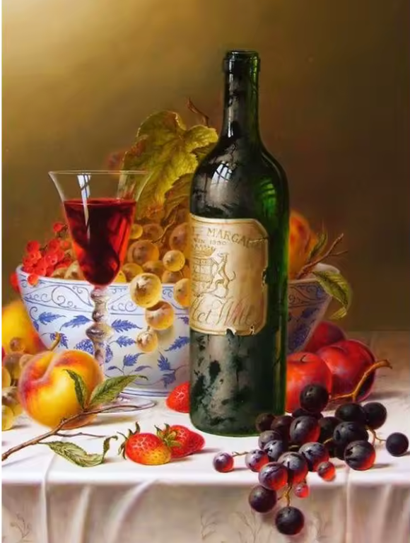 Stilleven - Wijn met Druiven