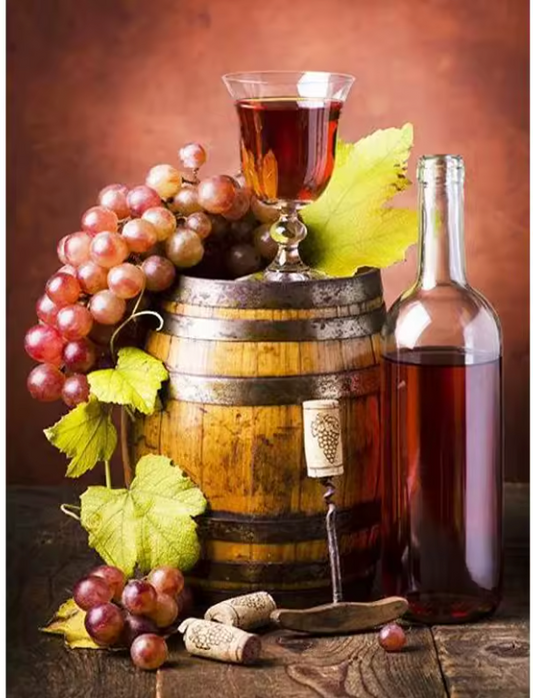 Stilleven - Vat Wijn met Druiven