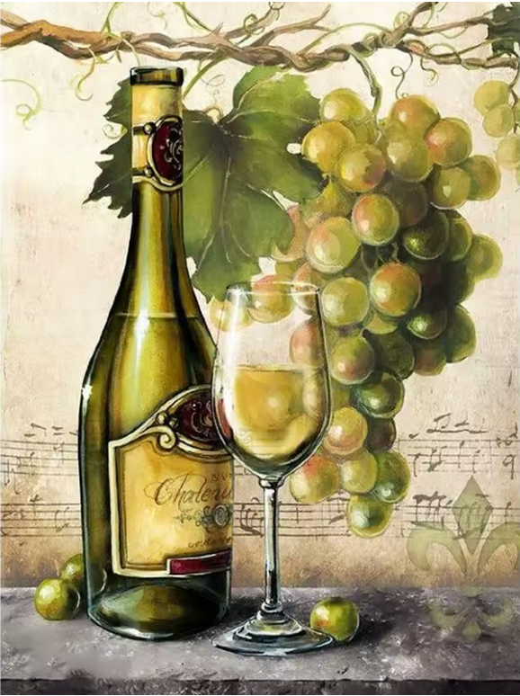 Stilleven - Champagne met Druiven