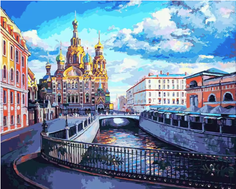 Stad - Kerk met Rivier