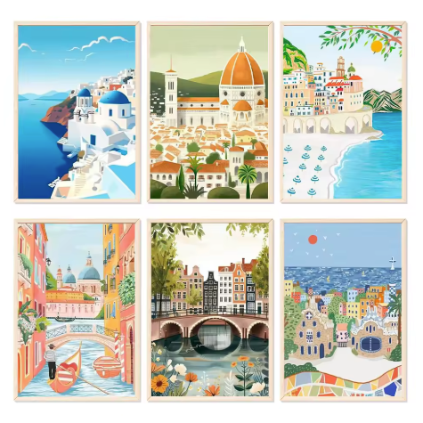 6 Delig - Landschap - 6 x 15x20cm