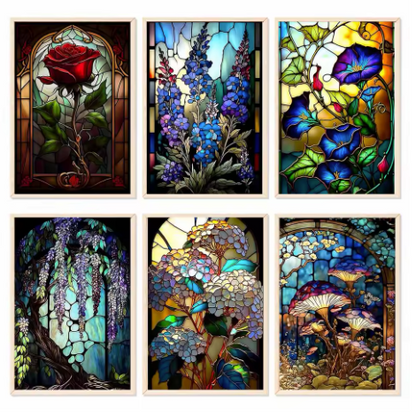 6 Delig - Glas in Lood - 6 x 15x20cm