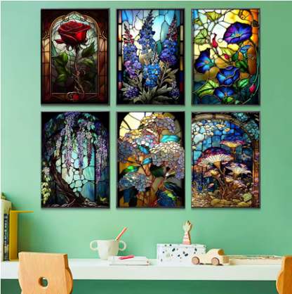 6 Delig - Glas in Lood - 6 x 15x20cm