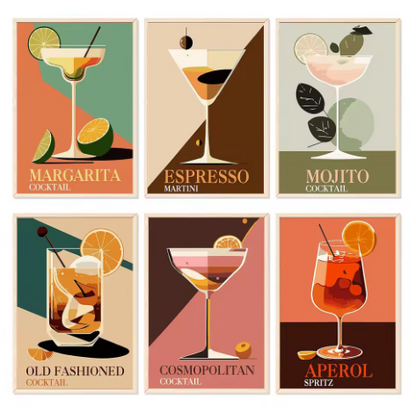 6 Delig - Cocktailglazen  - 6 x 15x20cm