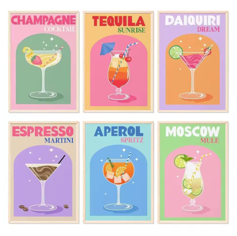 6 Delig - Cocktails - 6 x 15x20cm